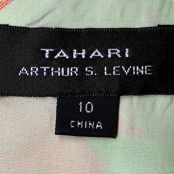 Tahari ASL V Neck Floral Sleeveless Peplum Dress in Green/Pink/Orange Women’s 10 - Picture 5 of 6